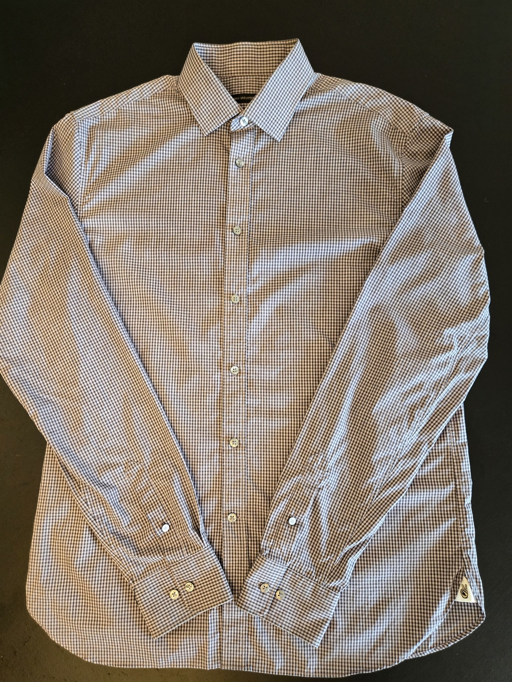 John Varvatos USA Gingham Check Dress Shirt 16 36/37 Regular Fit